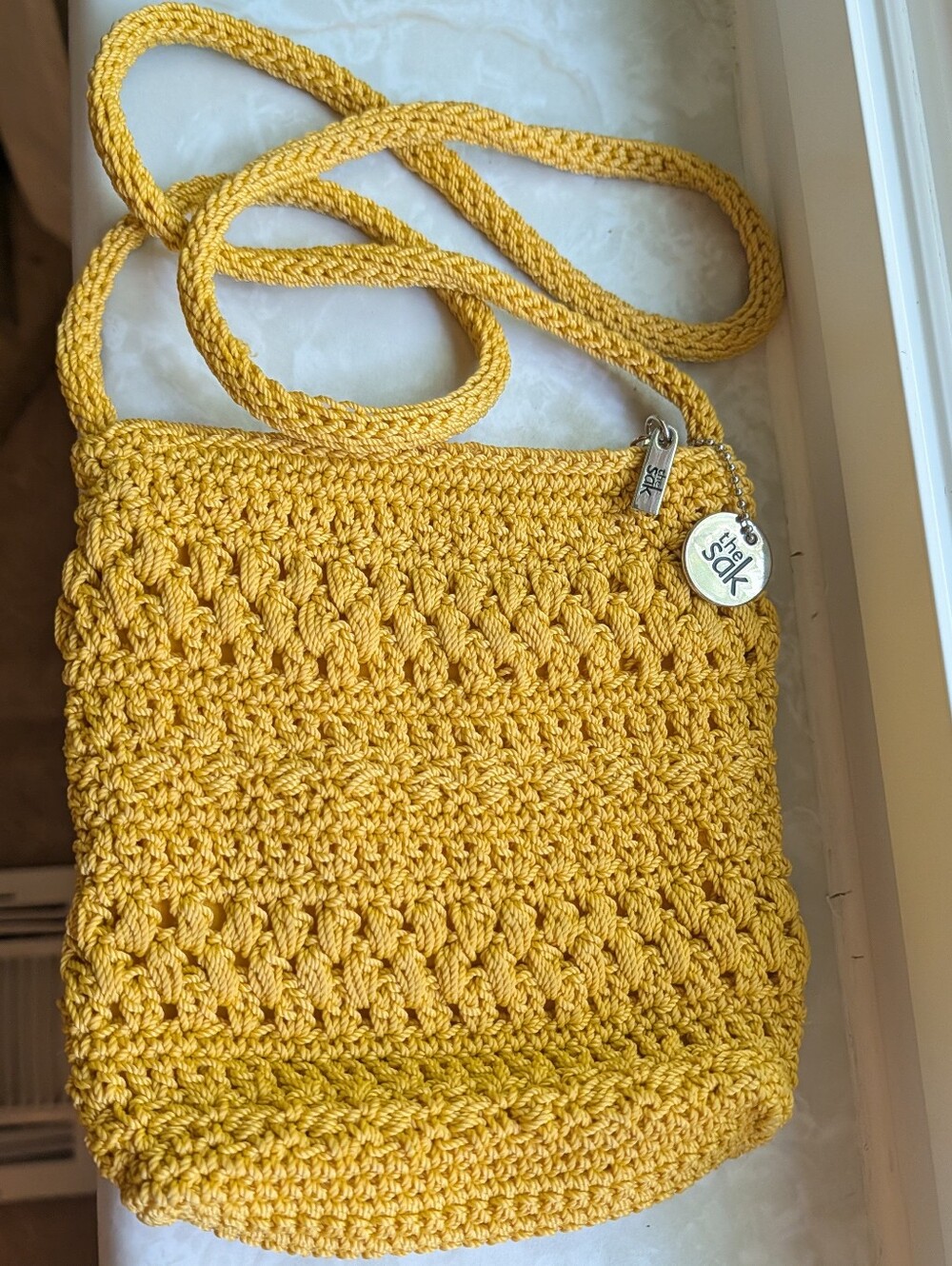 The Sak Small Yellow Crochet Crossbody Bag